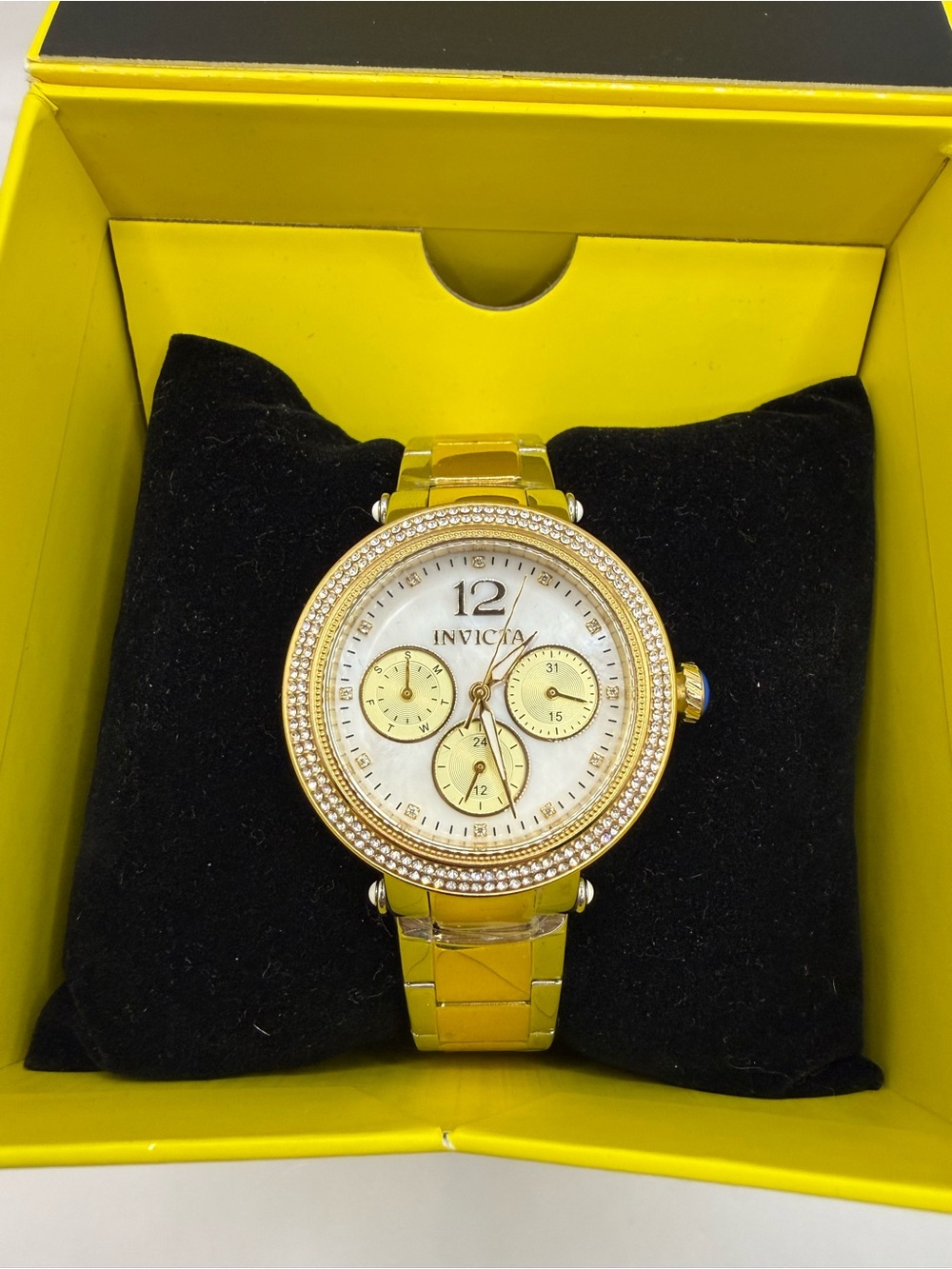 Invicta Bolt 44705 White Gold Color MOP Dial Crystal Bezel Women's Watch